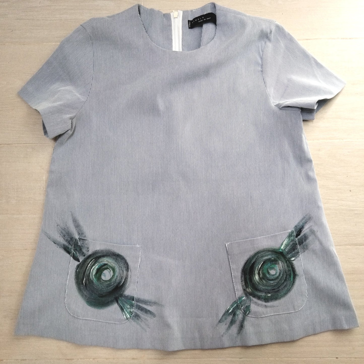 T shirt camicia maglia tg 42 hand painted unica