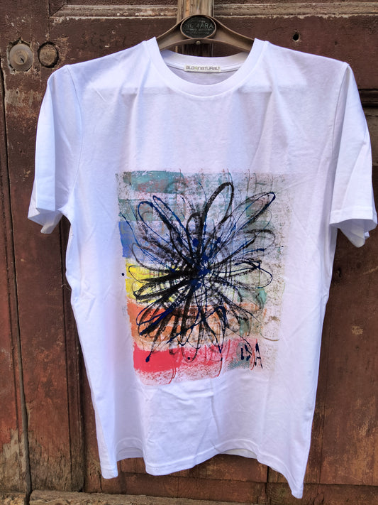 Rainbow hand painted t shirt the medium