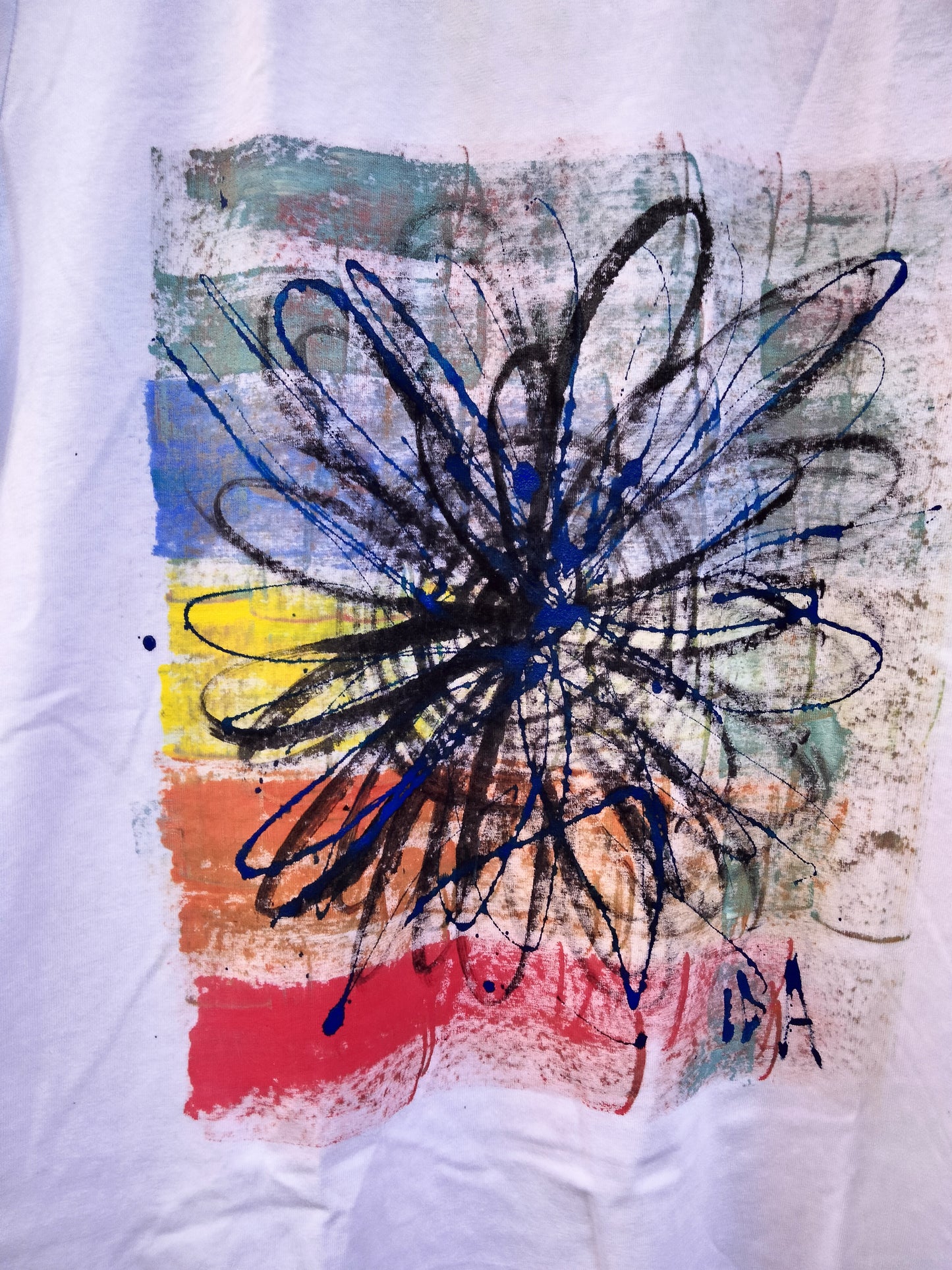 Rainbow hand painted t shirt the medium