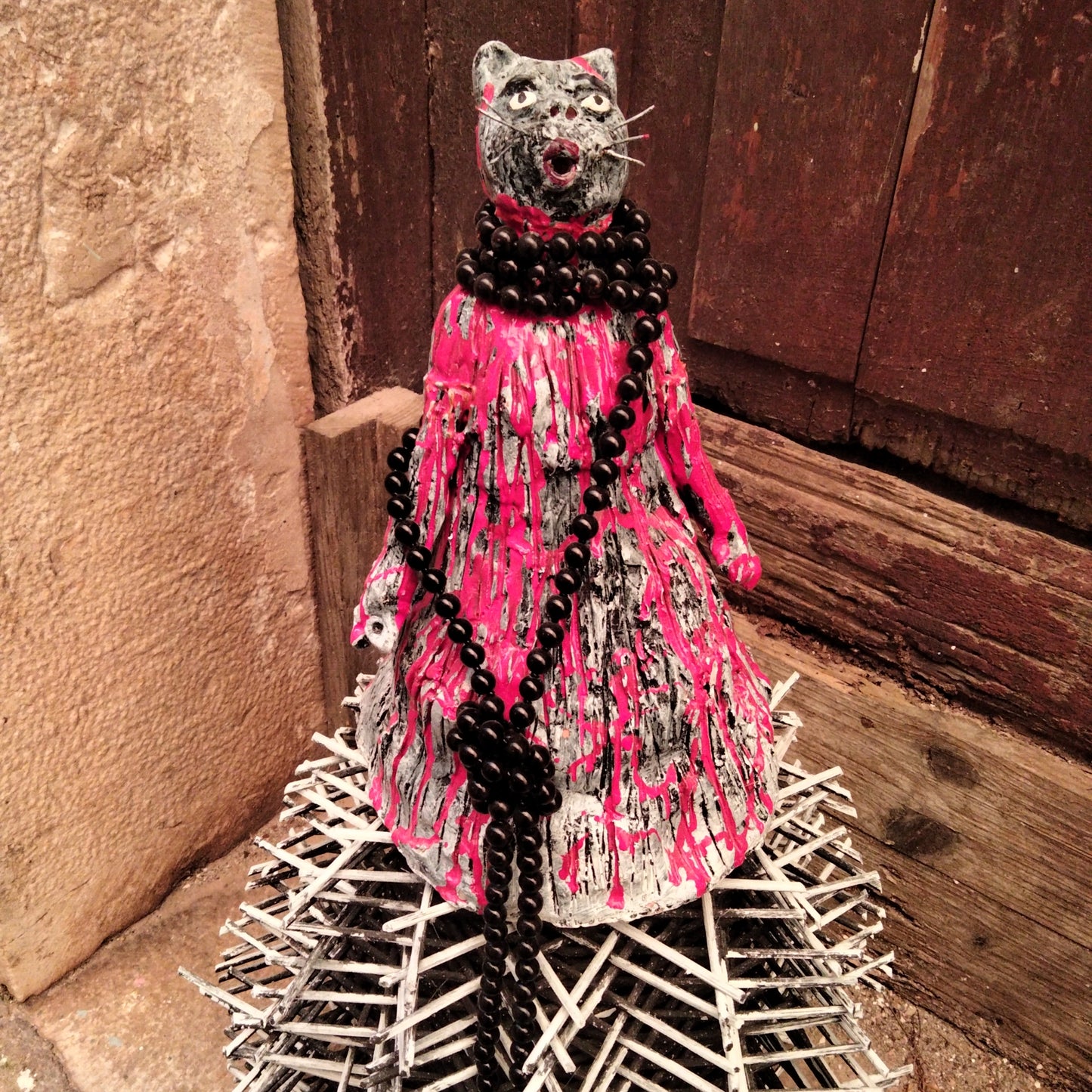 Lady cat scultura in argilla woman