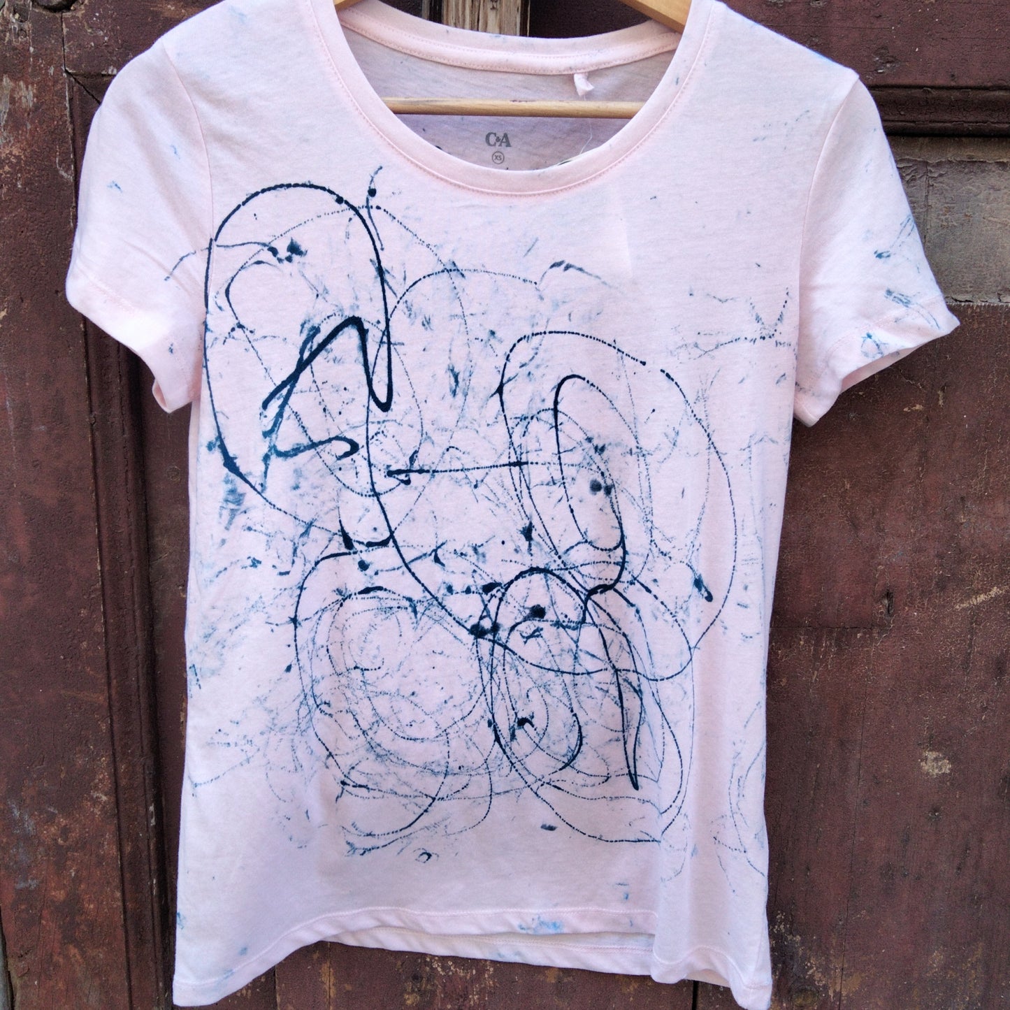 T shirt dipinta a mano tg xs hand painted cotton pink